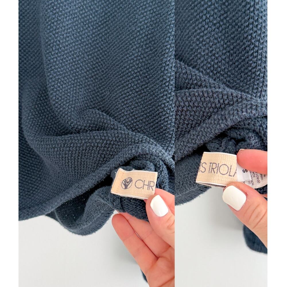 Chris Triola Teal Blue 100% Cotton Textured Boatneck Hand Made Top (S) - Picture 3 of 9